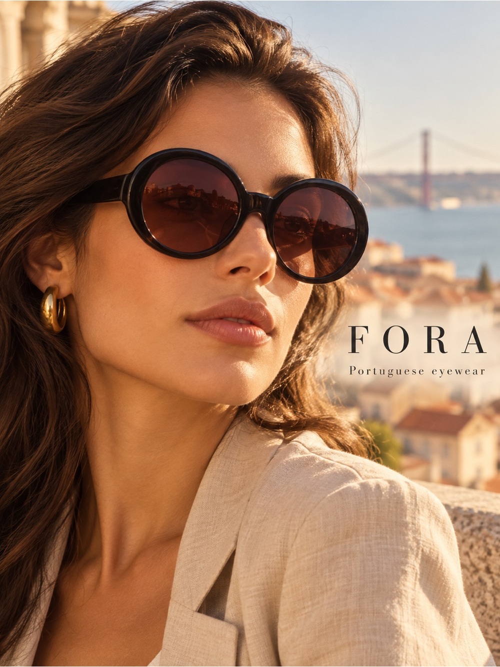 FORA Oversized Round Sunglasses in Dark Brown